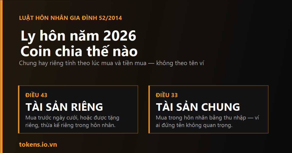 Bìa: Ly hôn năm 2026: coin là tài sản chung hay của riêng người đứng tên ví?