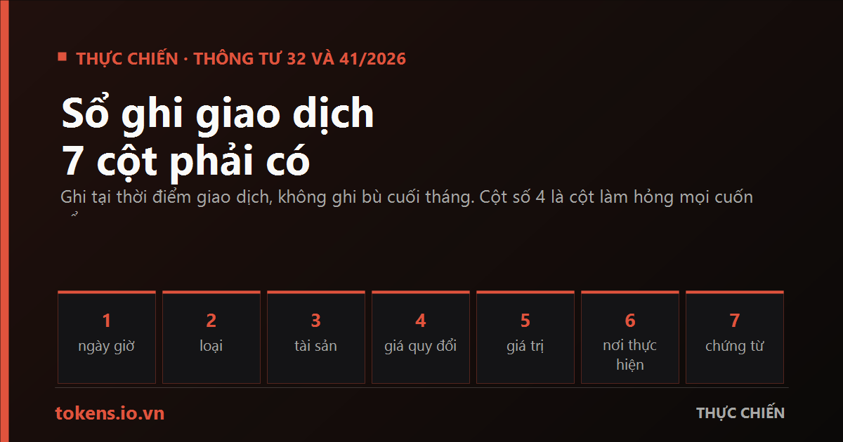 Bìa: Sổ ghi giao dịch để quyết toán thuế: 7 cột phải có